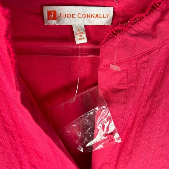 Jude Connally Large Dress Embroidered Ladder Stitch Pink Long Sleeve Party Brunc - Picture 5 of 8